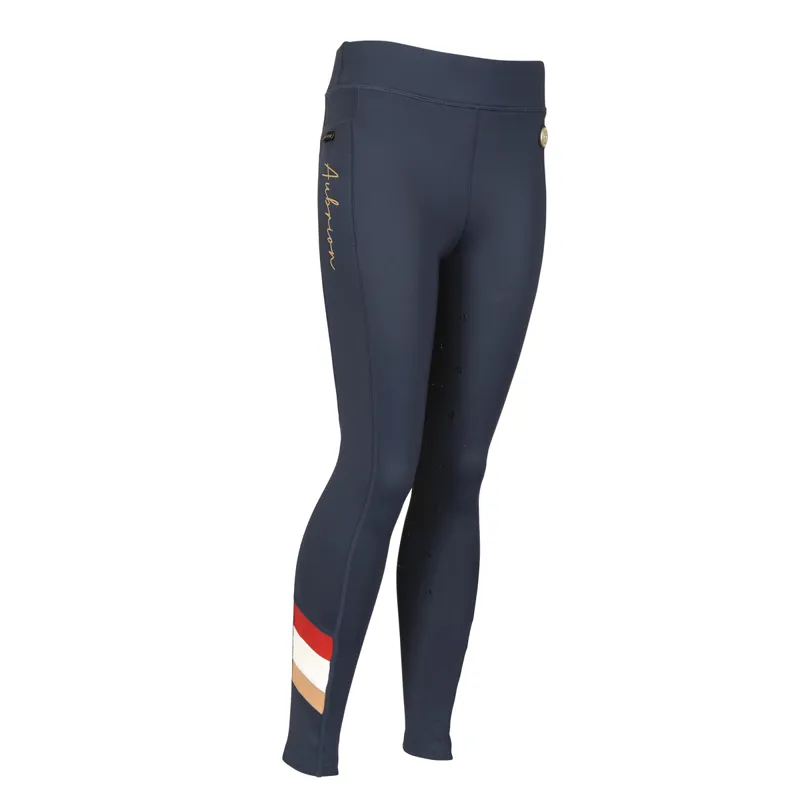 Aubrion Young Rider Team Shield Riding Tights - Navy